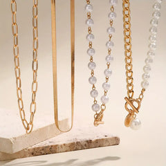 Modern Pearl Layered Necklace Set
