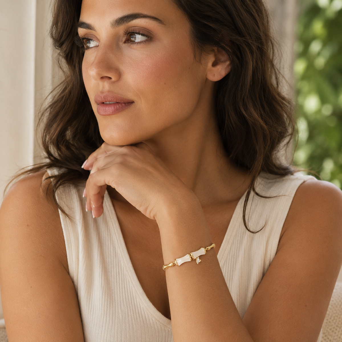 White Jade Bamboo Bracelet