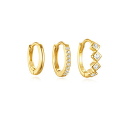 3-Pair Stacking Hoop Earrings Set