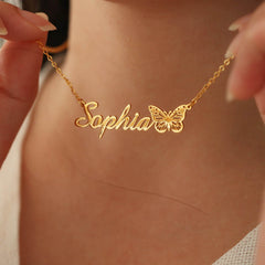 Personalised Butterfly Birth Month Necklace