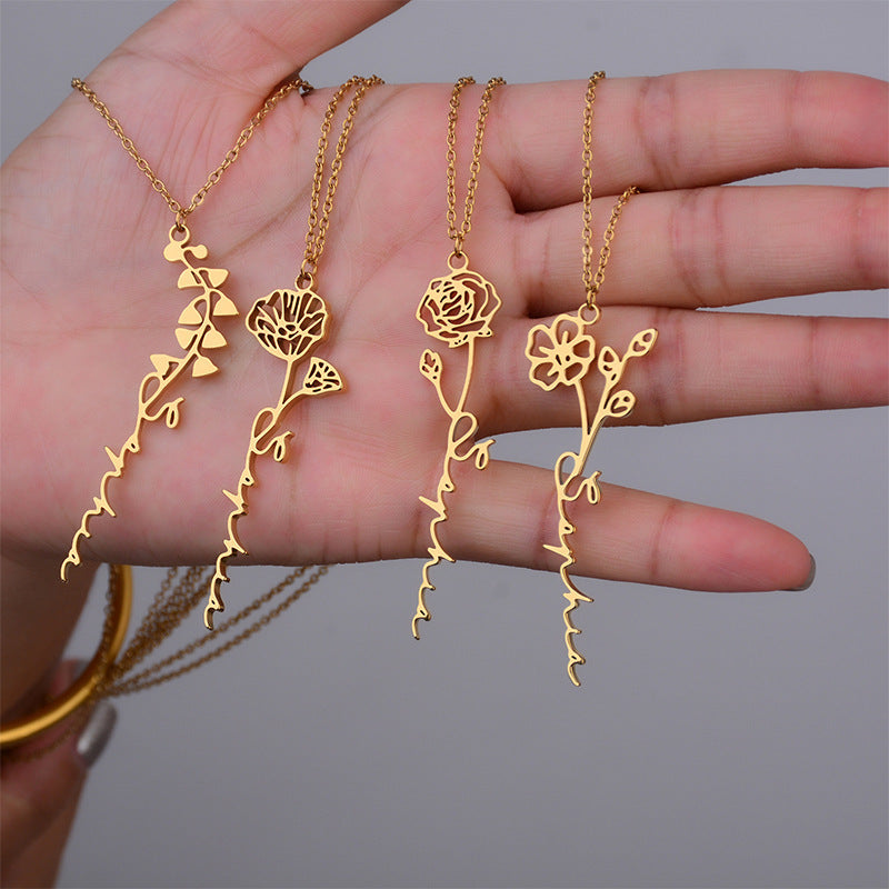Personalised Birth Flower Necklace