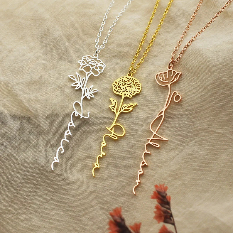 Personalised Birth Flower Necklace