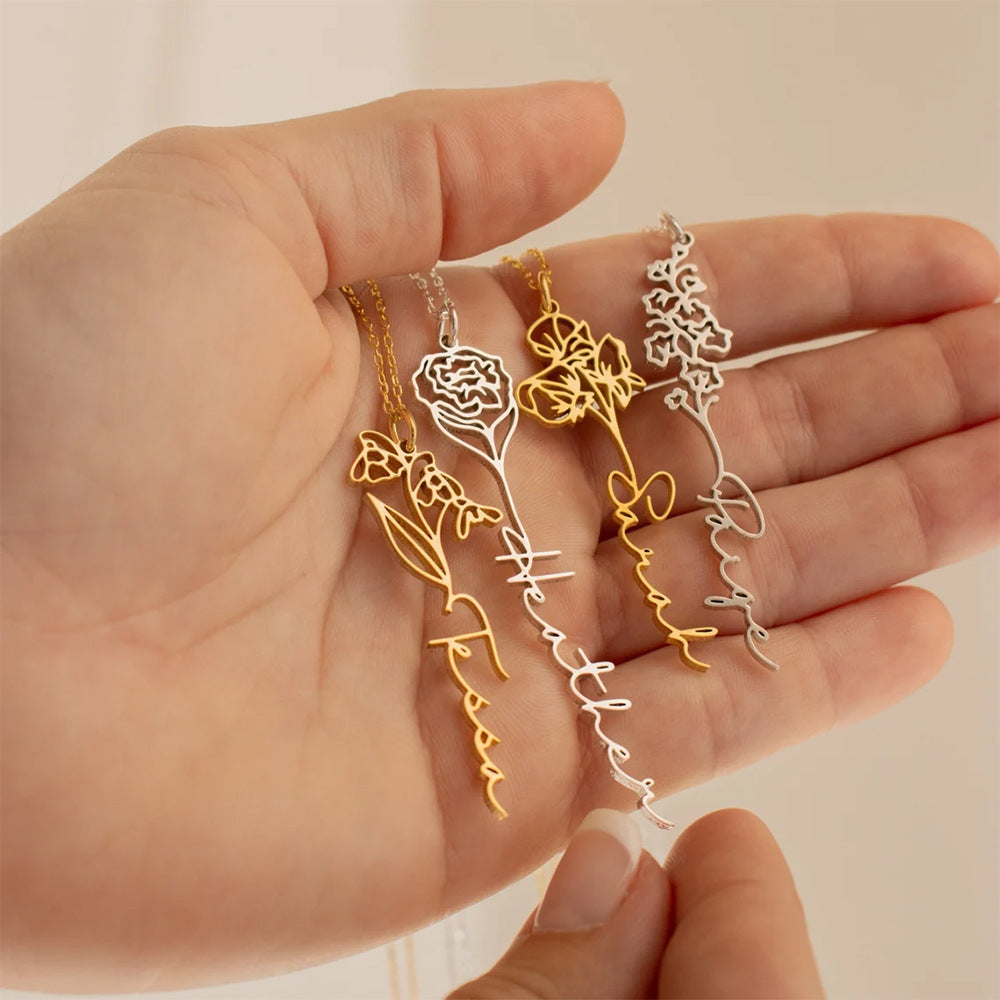 Personalised Birth Flower Necklace