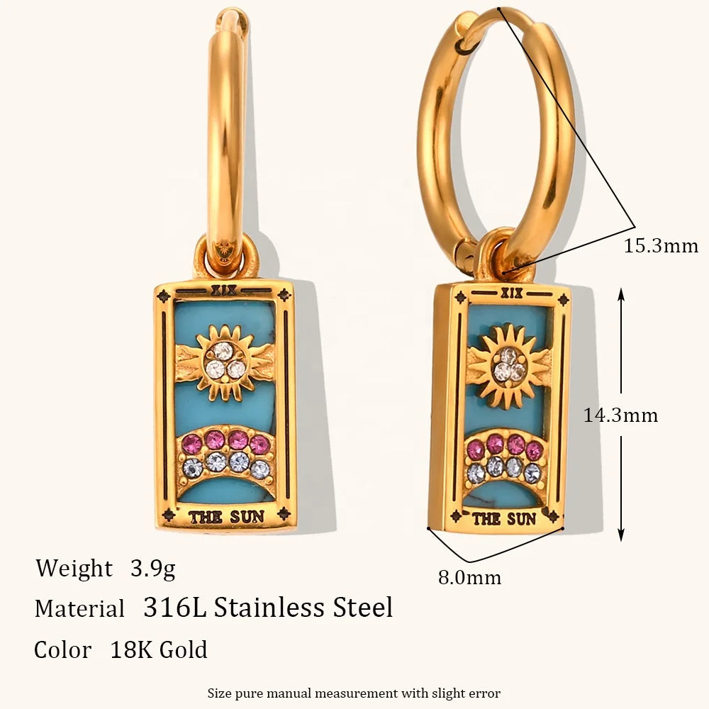 The World - Tarot Card Gold | Silver Hoop Earrings