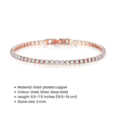 3mm Cubic Zirconia Tennis Bracelet