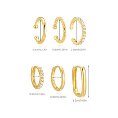 3-Pair Stacking Hoop Earrings Set