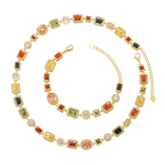 Colourful Square Crystal Necklace