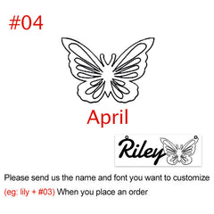 Personalised Butterfly Birth Month Necklace