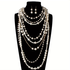 Boho Multi-Layered Pearl Statement Set