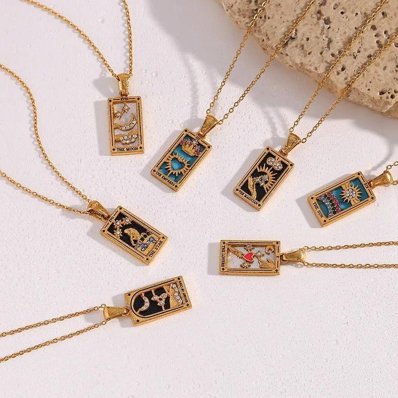 Tarot Card Enamel Necklace