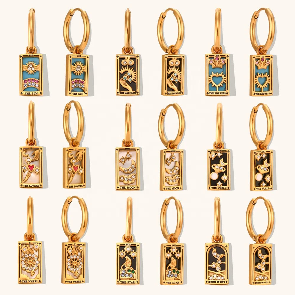 The Star - Tarot Card Gold | Silver Hoop Earrings