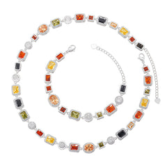 Colourful Square Crystal Necklace