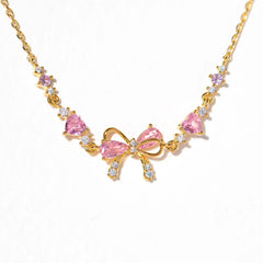 Pink Bow Crystal Stacking Bracelet Set