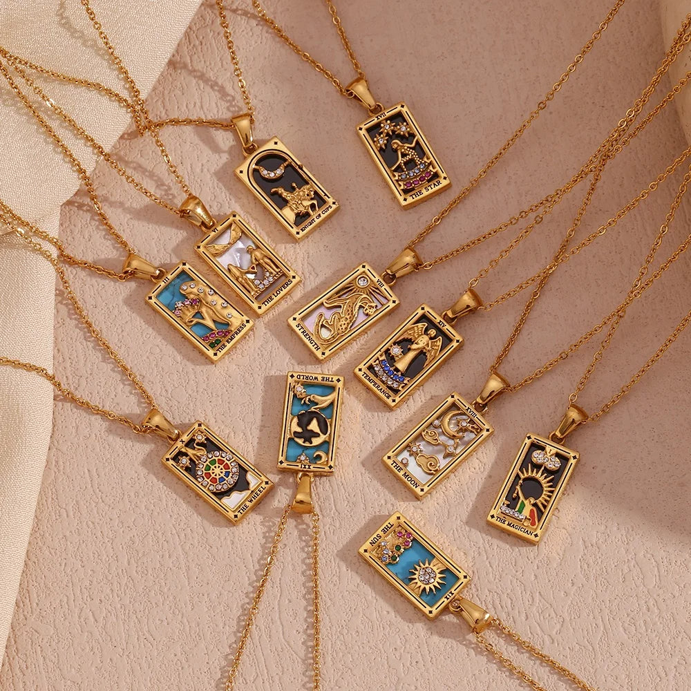 The Lovers - Gold Tarot card Dainty Necklace