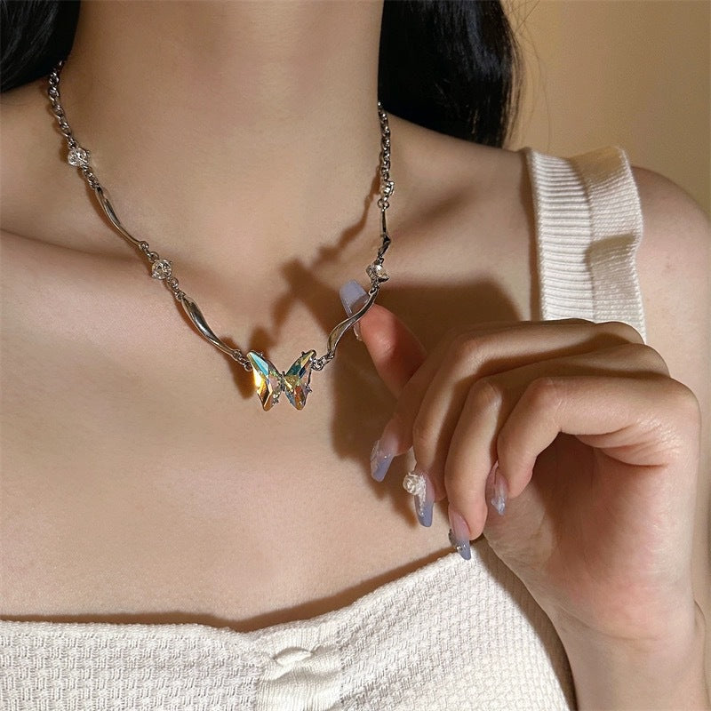 Butterfly Zircon Choker Necklace