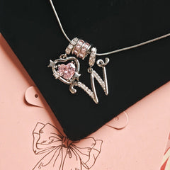 Initial & Pink Crystal Necklace