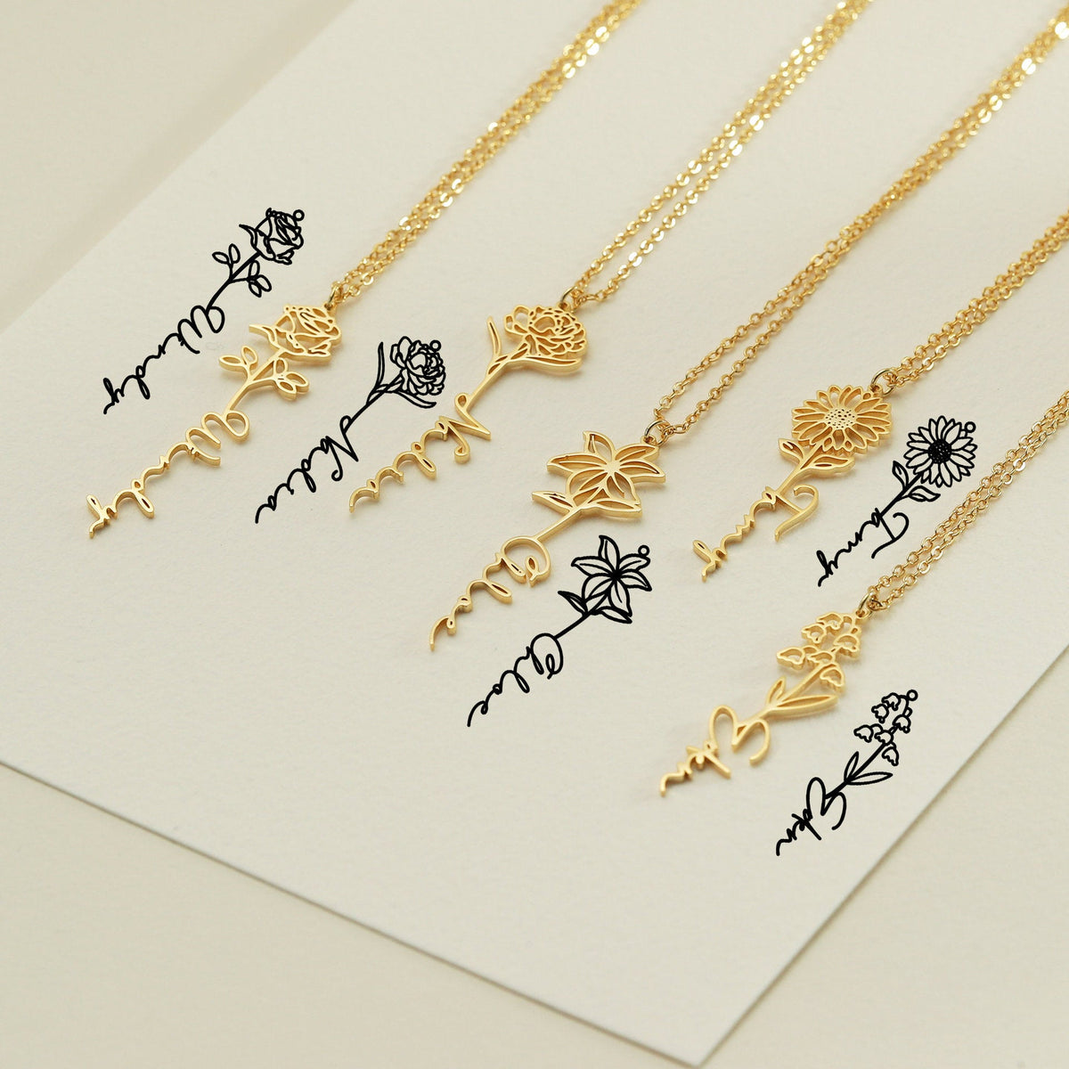 Personalised Birth Flower Necklace