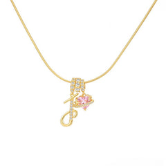 Initial & Heart Zircon Necklace