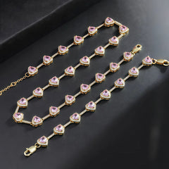 Pink Heart Crystal Zirconia Necklace