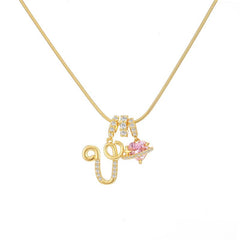 Initial & Heart Zircon Necklace