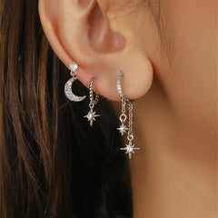 Hexagram & Moon Earrings Set