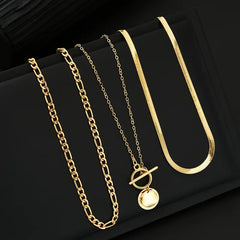 Savira Textured Coin Layered Necklace | Gold