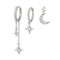 Hexagram & Moon Earrings Set