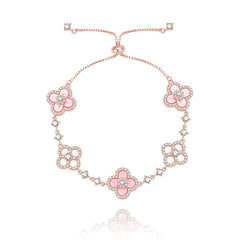 Dainty Pink Clover Bracelet Set
