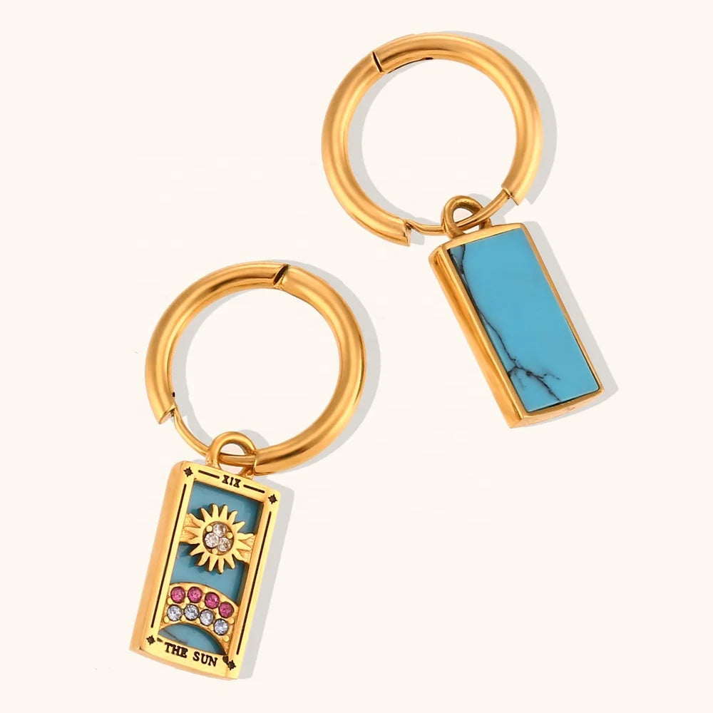 The Sun - Tarot Card Gold | Silver Hoop Earrings