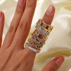 Gold Plated CZ Stackable Ring