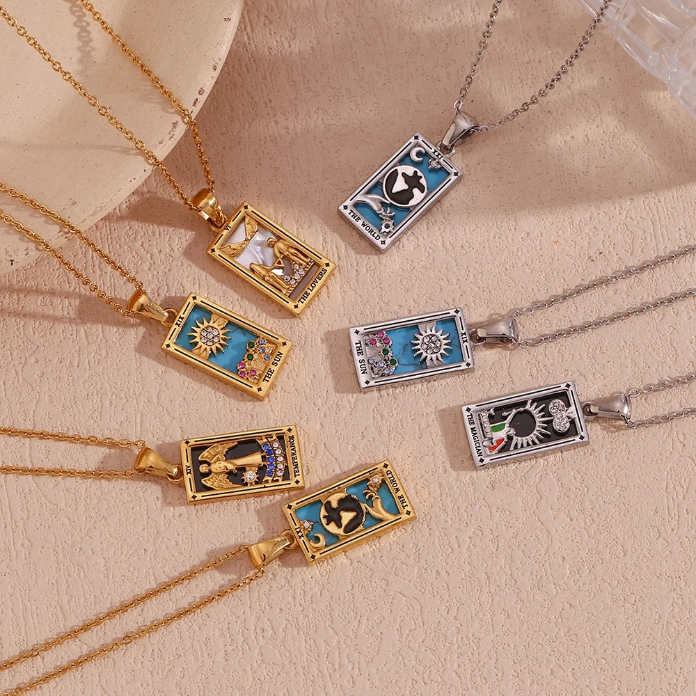The Lovers - Gold Tarot card Dainty Necklace