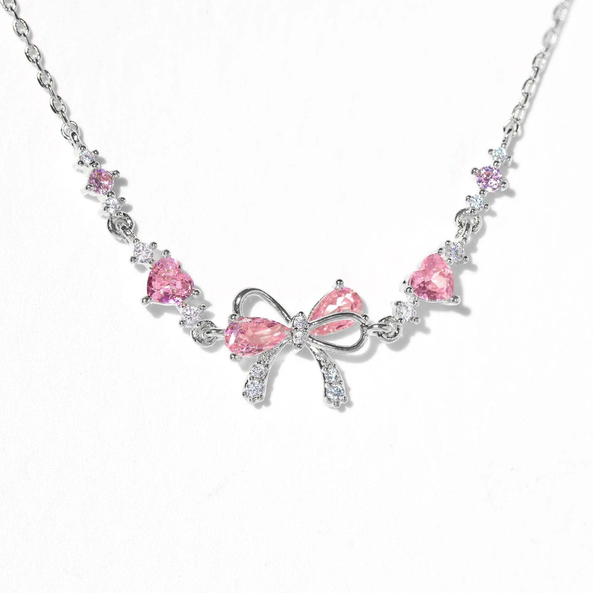 Pink Bow Crystal Stacking Bracelet Set