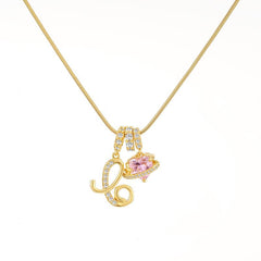 Initial & Heart Zircon Necklace