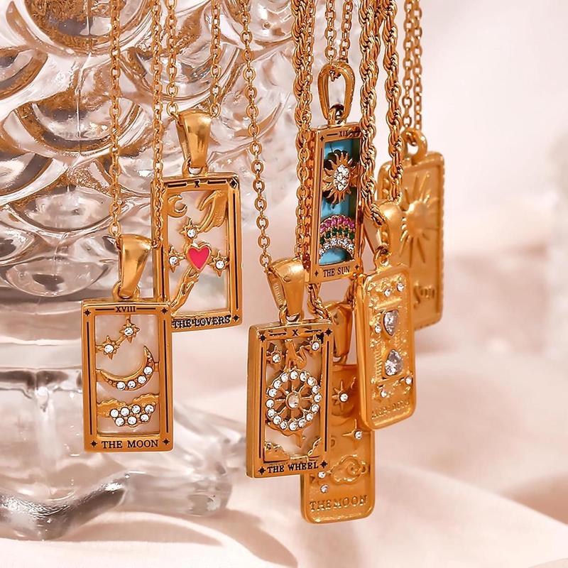 Tarot Card Enamel Necklace