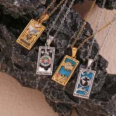 The Lovers - Gold Tarot card Dainty Necklace