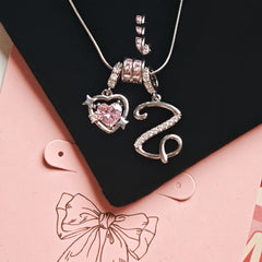 Initial & Pink Crystal Necklace