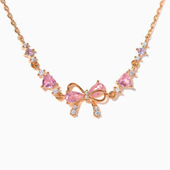 Pink Bow Crystal Stacking Bracelet Set
