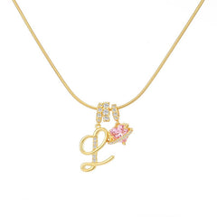 Initial & Heart Zircon Necklace