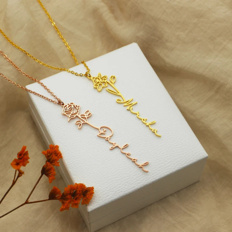 Personalised Birth Flower Necklace