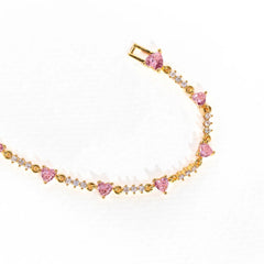 Pink Bow Crystal Stacking Bracelet Set
