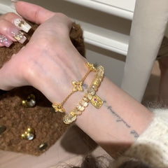 Four-Leaf Clover Brushed Bracelet