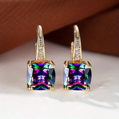 Mystic Stone Hoop Earrings | Gold