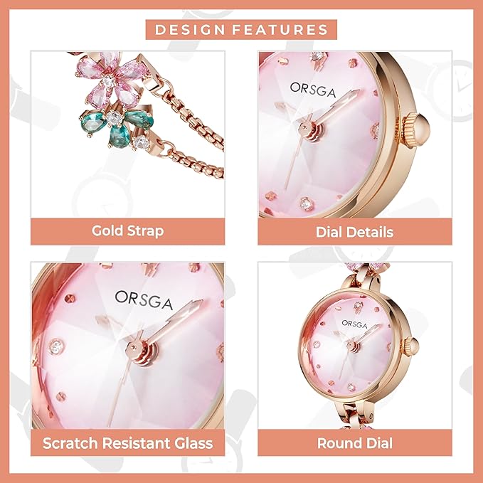 Water-Resistant Floral Bracelet Watch
