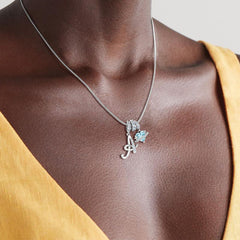 Initial & Heart Crystal Necklace