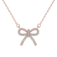 Sparkly Bow Pendant Necklace