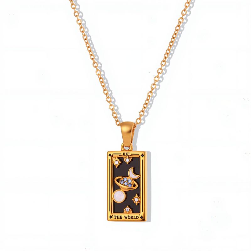 Tarot Card Enamel Necklace
