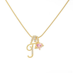 Initial & Heart Zircon Necklace