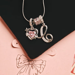 Initial & Pink Crystal Necklace
