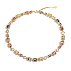 Colourful Square Crystal Necklace