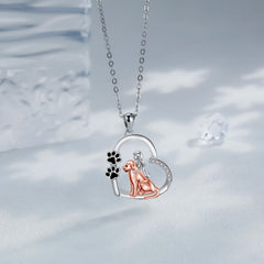 Heart-shaped Dog And Girl Necklace